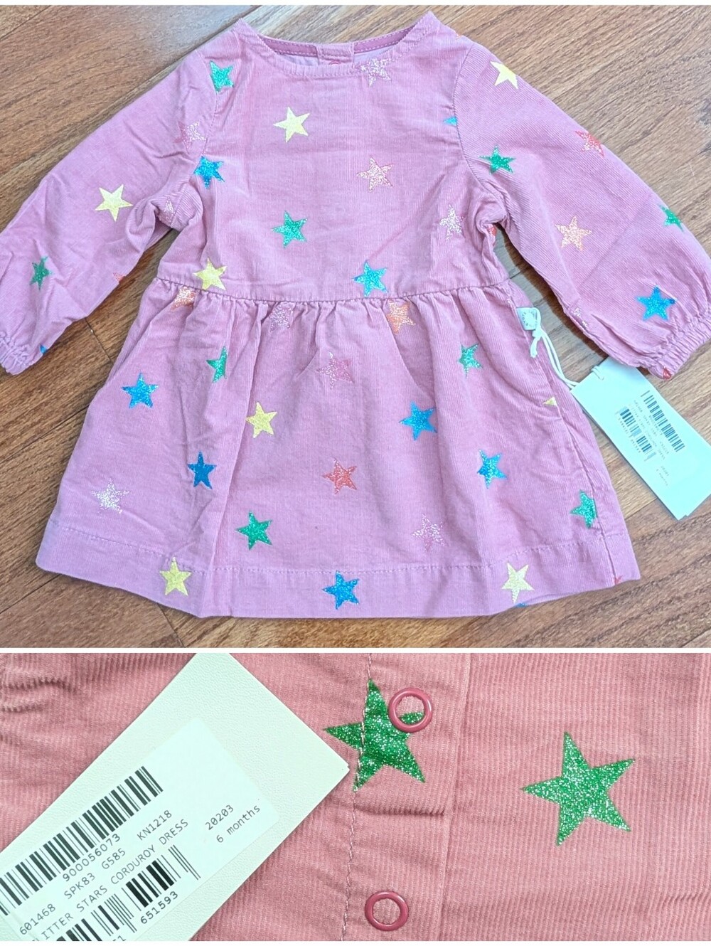 NWT Stella McCartney Kids Sparkle Star Corduroy Dress - 6 Months